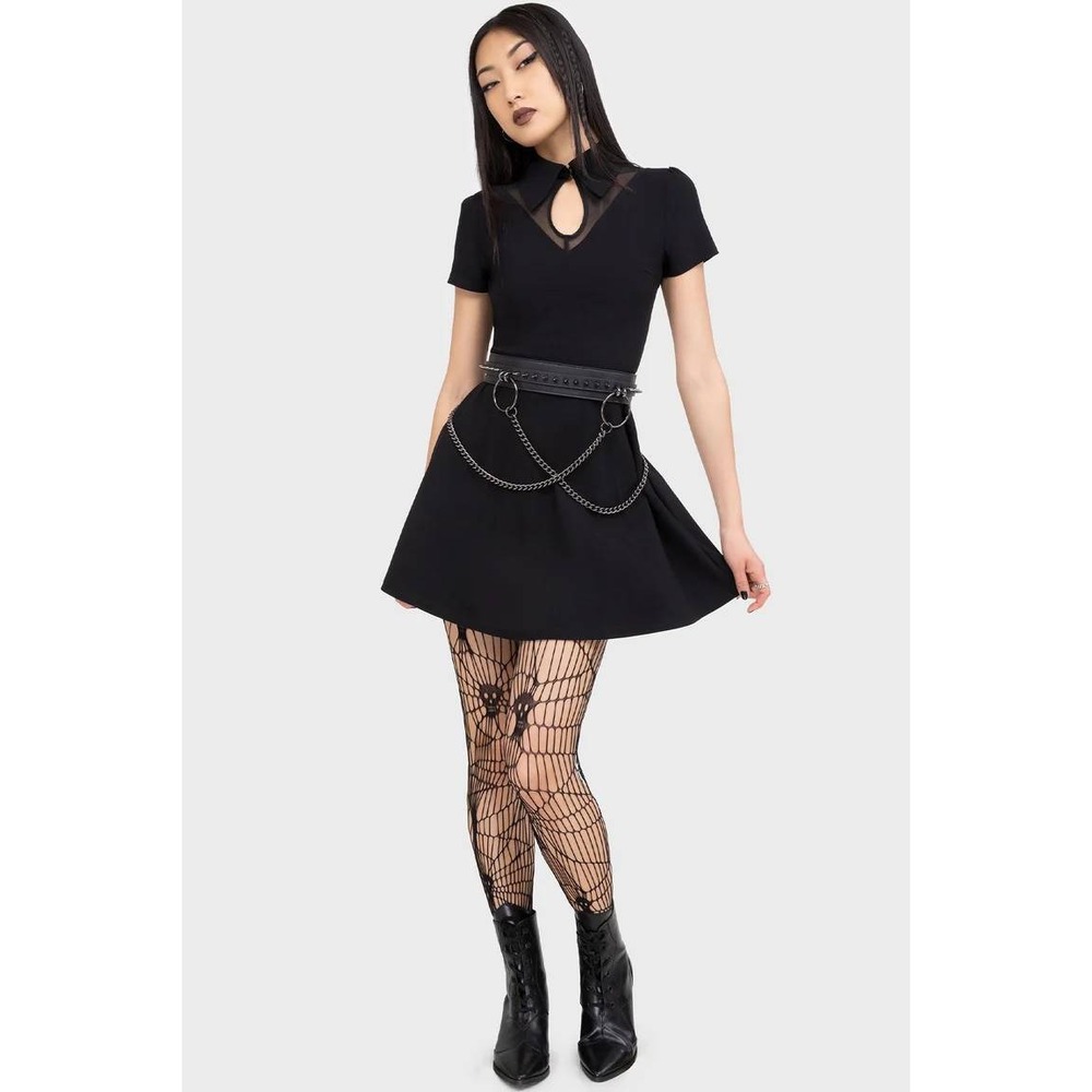 Killstar Wept inside mini black dress collared goth alternative pleated
